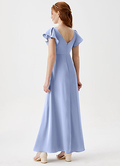 Azazie Omari Junior Ice A-Line Pleated Stretch Satin Dress image2