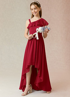 Azazie Mango Junior Scarlet A-Line Ruched Chiffon Dress image2