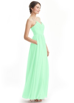 Azazie Cora Bridesmaid Dresses Mint Green A-Line Pleated Chiffon Dress image12