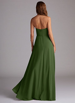 Azazie Wren Bridesmaid Dresses Olive A-Line Side Slit Chiffon Convertible Dress image2