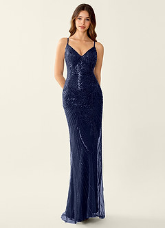 Magnolia Peacock Blue Mermaid Sequined embroidery Prom Dress image3