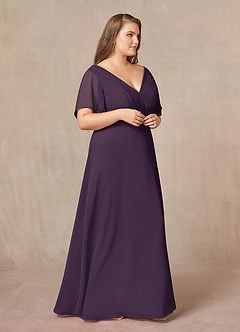 Azazie Alessa Mother of the Bride Dresses Plum A-Line V-Neck Pleated Chiffon Dress image10