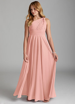 Azazie Charlize Junior Rosette A-Line Mesh Dress image4