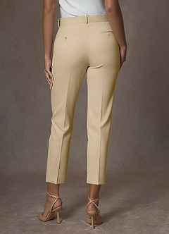 front Whitney Champagne Structured Stretch Cropped Dress Pants