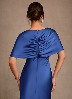 Azazie Dosia Moeder van de bruid jurken Kolom Jurk van Stretch Satijn Geplooid Koningsblauw image5