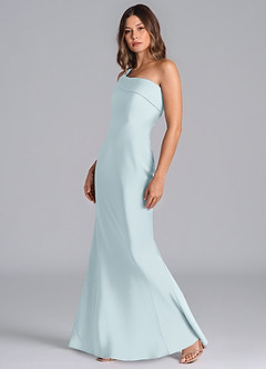 Azazie Driea Brudtärnklänningar Klä av Sjöjungfru i Stretch Satin Ena axeln Dimma image6