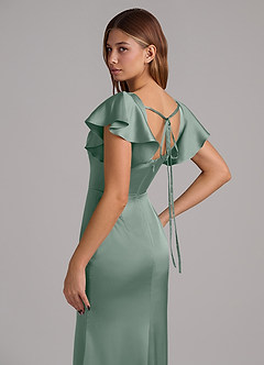 Azazie Elkie Vente finale Robe Sirène en Satin extensible Col Carré Emerald image7