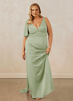 Christian Siriano Bridal for Azazie 1011 Bridesmaid Dresses Plunging Stretch Satin Mermaid Dress image16