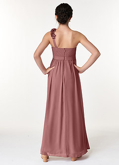 Azazie Flower Junior Desert Rose A-Line Pleated Chiffon Dress image2