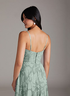 Azazie Moira Bridesmaid Dresses Agave A-Line Side Slit Floral Burnout Dress image6