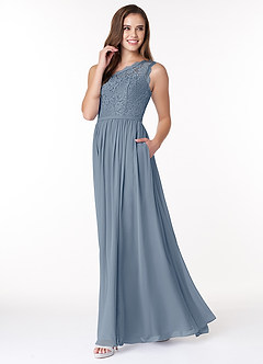 Azazie Demi Bridesmaid Dresses Twilight A-Line One Shoulder Chiffon Dress image3