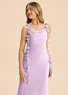 Azazie Trinity Junior Frosted Lilac Mermaid Pleated Chiffon Dress image4