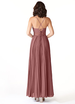 Azazie Devyn Bridesmaid Dresses Desert Rose A-Line Corset Chiffon Dress image2