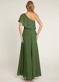 Azazie Lizzy Bridesmaid Dresses Olive A-Line One Shoulder Chiffon Dress image2