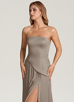 Azazie Tierney Jurken voor bruidsmeisjes Converteerbaar Jurk van Chiffon met A-Lijn Strapless Taupe image2