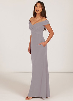 Azazie Evita Bridesmaid Dresses A-Line Off the Shoulder Stretch Crepe Floor-Length Dress image3