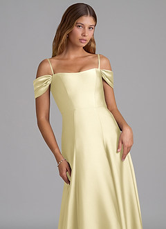 Azazie Seriana Suknie dla druhen Linia A Zza ramienia Satyna elastyczna Do ziemi Sukienka image2