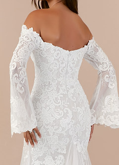 Azazie Arlette Wedding Dresses Diamond White Mermaid Sweetheart Sequins Tulle Dress image8