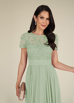 Azazie Annette Mother of the Bride Dresses Dusty Sage A-Line Lace Chiffon Dress image5