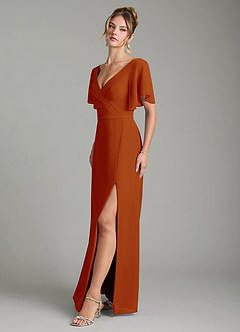 Azazie Ambrosia Bridesmaid Dresses Paprika A-Line Pleated Chiffon Dress image4