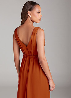 Azazie Tanicia Robes de demoiselle d'honneur Robe Trapèze en Mousseline de soie Plissée Paprika image6