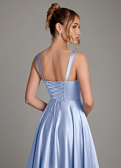 Azazie Azaria Rochii de domnișoară de onoare A-Line Corset Satin elastic Lungime până la podea Rochie image2