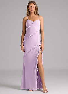 Azazie Nancie Bridesmaid Dresses Frosted Lilac Mermaid Ruched Chiffon Dress image1