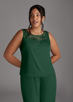 Azazie Frances Mother of the Bride Dresses Dark Green Jumpsuit/Pantsuit Scoop Mesh Dress image10