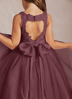 Azazie Calla Flower Girl Dresses Sangria Ball-Gown Lace Tulle Dress image4