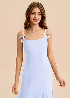 Azazie Evey Junior Vestido de Lavanda de Gasa de Corte Sirena con Plisado image6