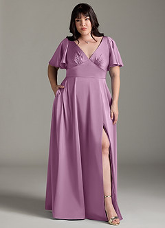 Azazie Kimber Brautjungfernkleider A-Linie Gestreift Stretch-Satin Kleid Blauregen image7