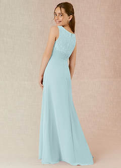 Azazie Snow Junior Mist A-Line Lace Chiffon Dress image2