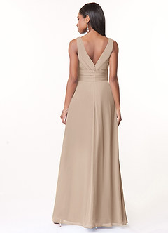 Azazie Julianna Bridesmaid Dresses Taupe A-Line Chiffon Dress image2