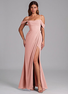 Azazie Johana Vestidos de damas de honor Vestido de Rosetón de Gasa de Corte Sirena Convertible con Vestidos sin tirantes image4