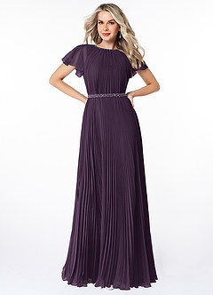 Azazie Kara Modest Bridesmaid Dresses A-Line Pleated Chiffon Floor-Length Dress image7