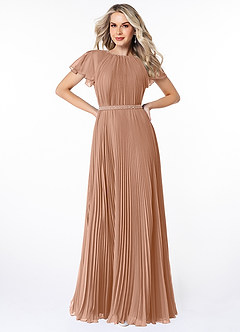 Azazie Kara vestidos de dama de honor modestos Vestido de Corte En A Plisado Hasta el suelo Gasa image1