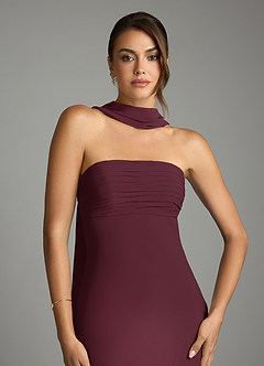 Azazie Saylor Vestidos de damas de honor Vestido de Cabernet de Gasa de Corte Sirena con Sin tirantes image6