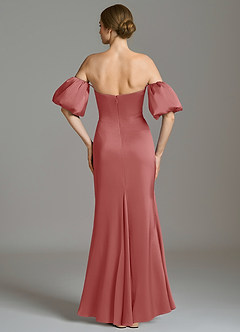 Azazie Kacey Jurken voor bruidsmeisjes Jurk van Stretch Satijn met Zeemeermin Off the Shoulder Antieke Roos image5