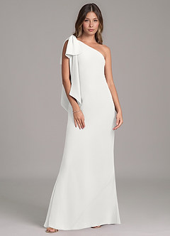 Azazie Capri Bridesmaid Dresses White A-Line One Shoulder Chiffon Dress image6