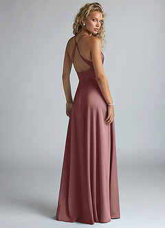 Azazie Davis Bridesmaid Dresses Vintage Mauve A-Line Pleated Stretch Satin Dress image3