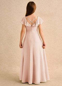Azazie Nari Girls Formal Blumenmädchenkleider A-Linie mit ärmel Chiffon Kleid Englisches Rosa image7