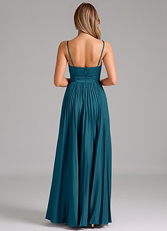 Azazie Akiko Robes de demoiselle d'honneur Robe Trapèze en Satin extensible Encolure en Forme de Cœur Bleu Encre image2