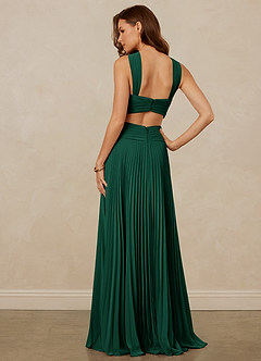 Christian Siriano Bridal for Azazie 1009 Bridesmaid Dresses Emerald A-Line Pleated Chiffon Dress image4