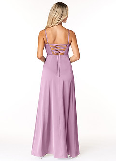 Azazie Marchella Brautjungfernkleider A-Linie Korsett Stretch-Satin Kleid Blauregen image2