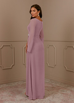 Azazie Belinda Mother of the Bride Dresses Dusty Rose A-Line V-Neck Pleated Chiffon Dress image4