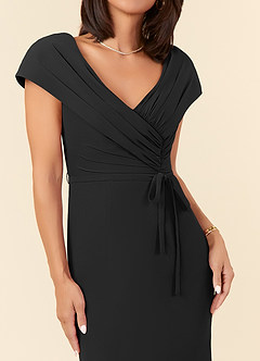 Azazie Bailora Mother of the Bride Dresses Black Mermaid Ruched Chiffon Dress image4
