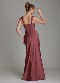 Azazie Agustina Bridesmaid Dresses Merlot Mermaid Corset Stretch Satin Dress image2