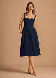 navy blue lace midi dress Short Sleeve Navy Lace Midi Dress - Women's Event Dresses