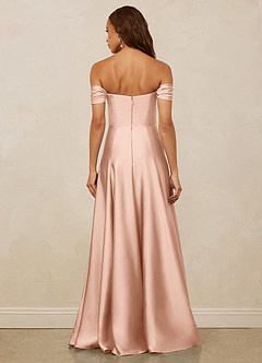 Christian Siriano Bridal for Azazie 1002 Bridesmaid Dresses Rose Gold A-Line Off the Shoulder Stretch Satin Convertible Dress image6