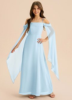 Azazie Moana Junior Klä av A-Line i Chiffong Plisserad image3